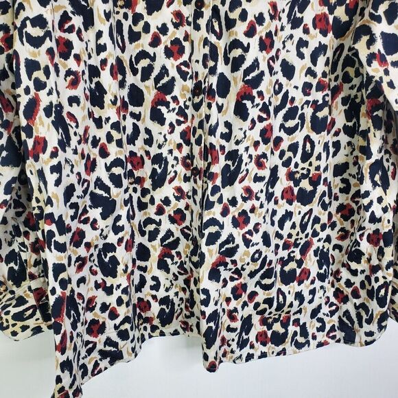 Foxcroft Button Down Shirt Womens 22W Shaped Fit Wrinkle Free Leopard Colorful - Picture 5 of 11